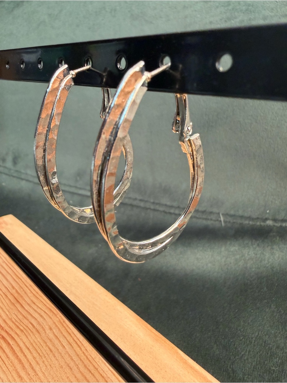 Silver Hammered Hoop Earrings - Women's Jewelry